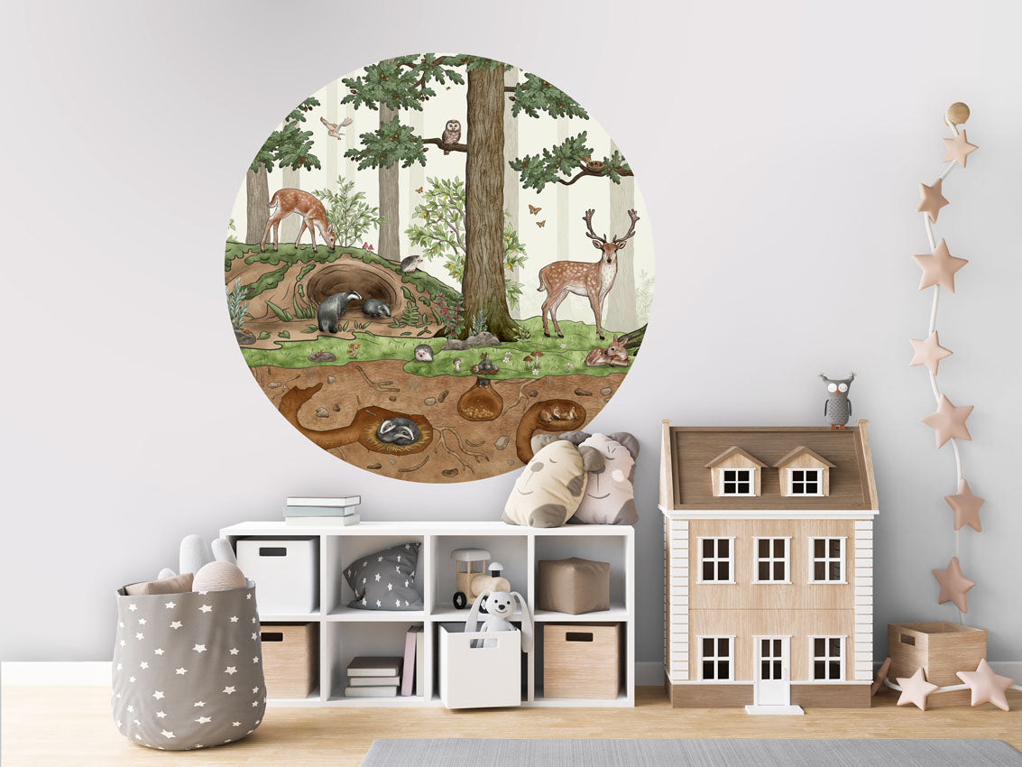 Animals In The Forest wall circle sticker by Artehub
