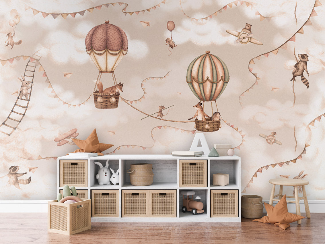 Aviation Adventure - mono kids room wallpaper interior — premium wallpaper by Artehub Egypt