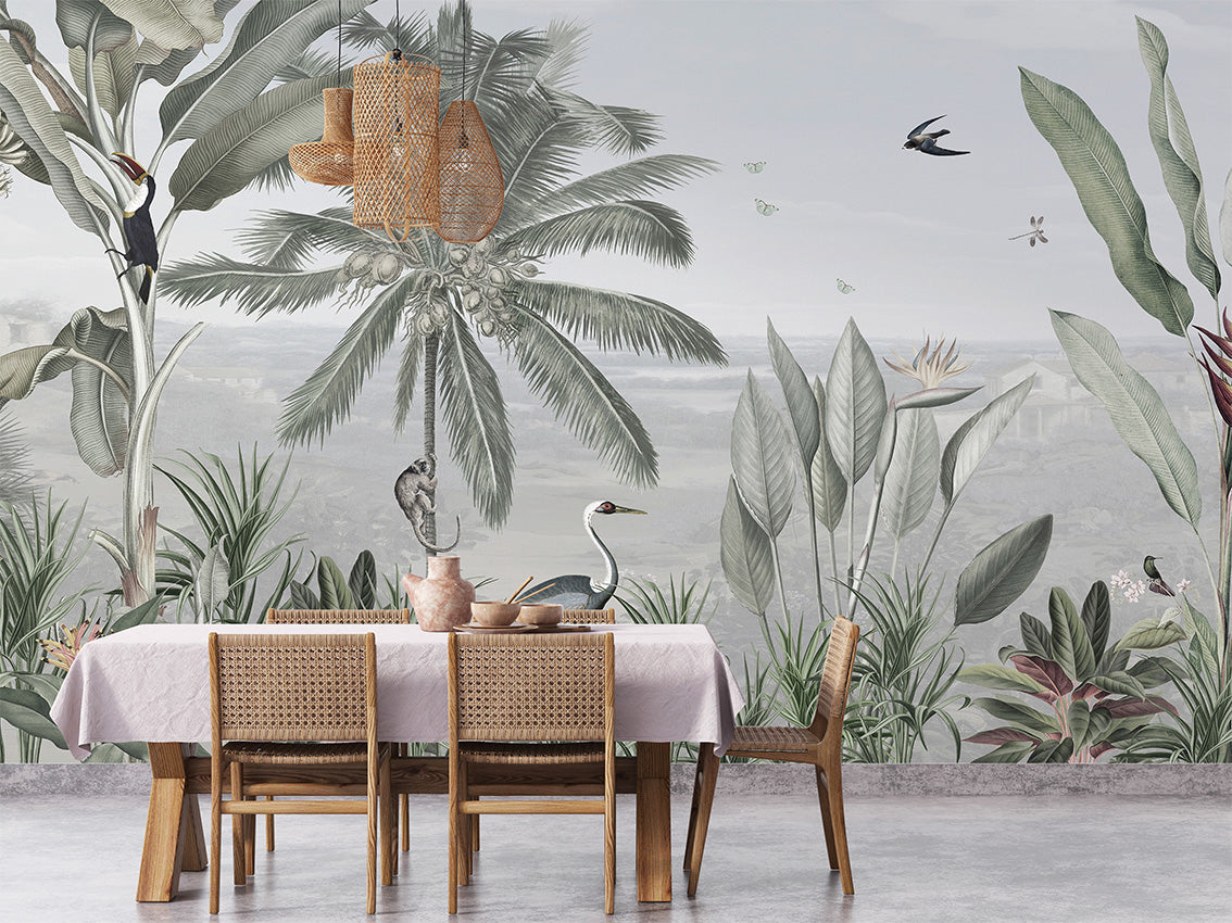 Botanical Beauty - Panorama luxury wallpaper interior room:diningroom — Artehub Egypt