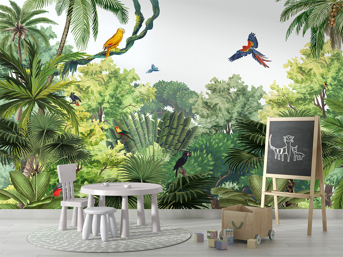 Canopy Jungle luxury wallpaper in kids room interior — Artehub Egypt