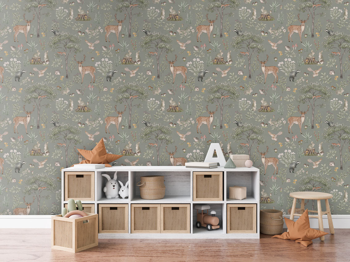 Fantastic Forest - Green luxury wallpaper in kids room interior — Artehub Egypt