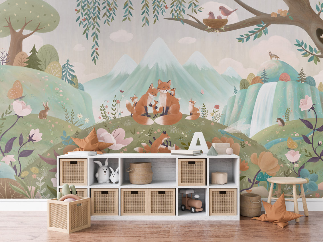 Fox Family kids room wallpaper interior — premium wallpaper by Artehub Egypt