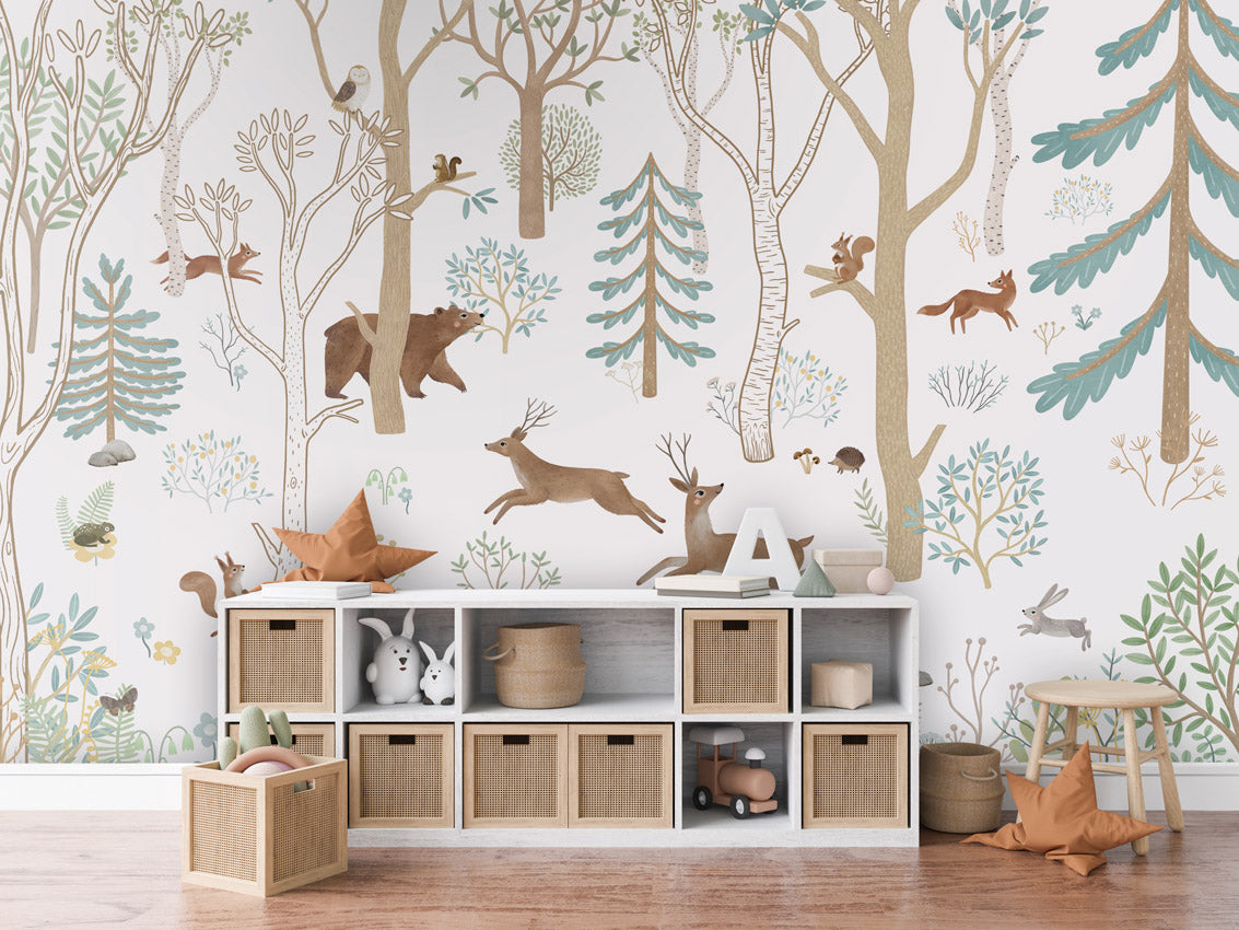 Frisky Forest - blue kids room wallpaper interior — premium wallpaper by Artehub Egypt