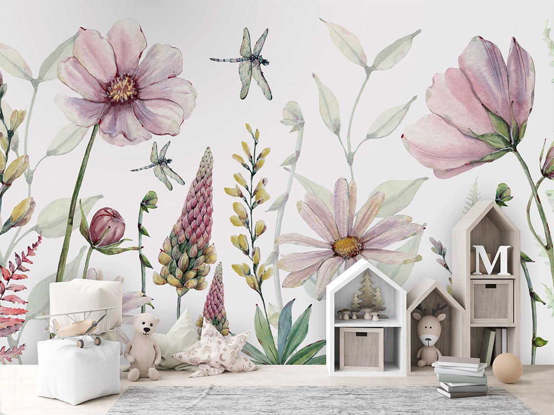 Fabulous Flowers luxury wallpaper in kids room interior — Artehub Egypt