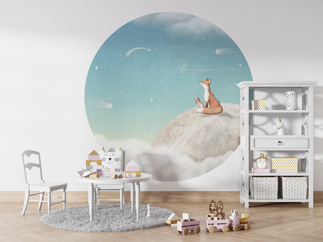 Fox on the Moon - Green - Circle