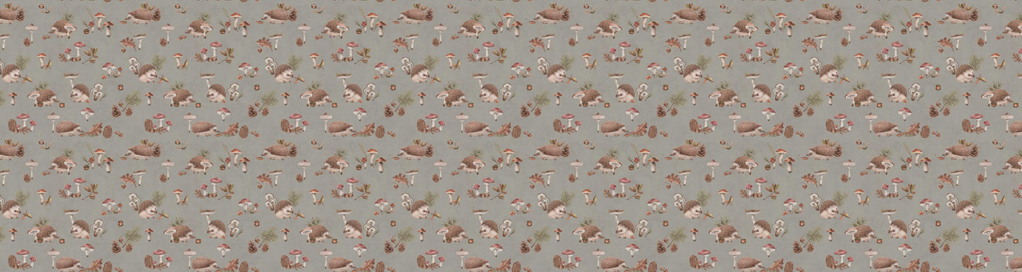 Happy Hedgehog - Taupe European wallpaper motif design for kids room — Artehub Egypt