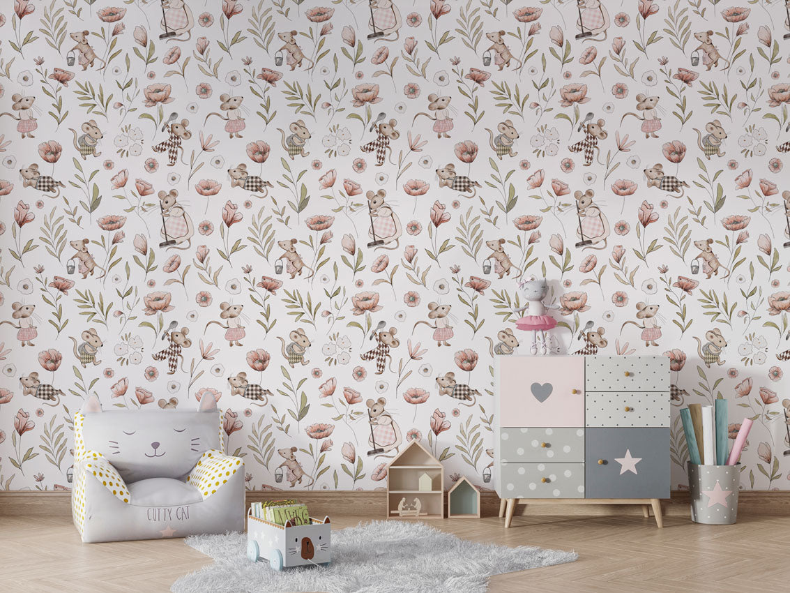 Merry Mice luxury wallpaper in kids room interior — Artehub Egypt