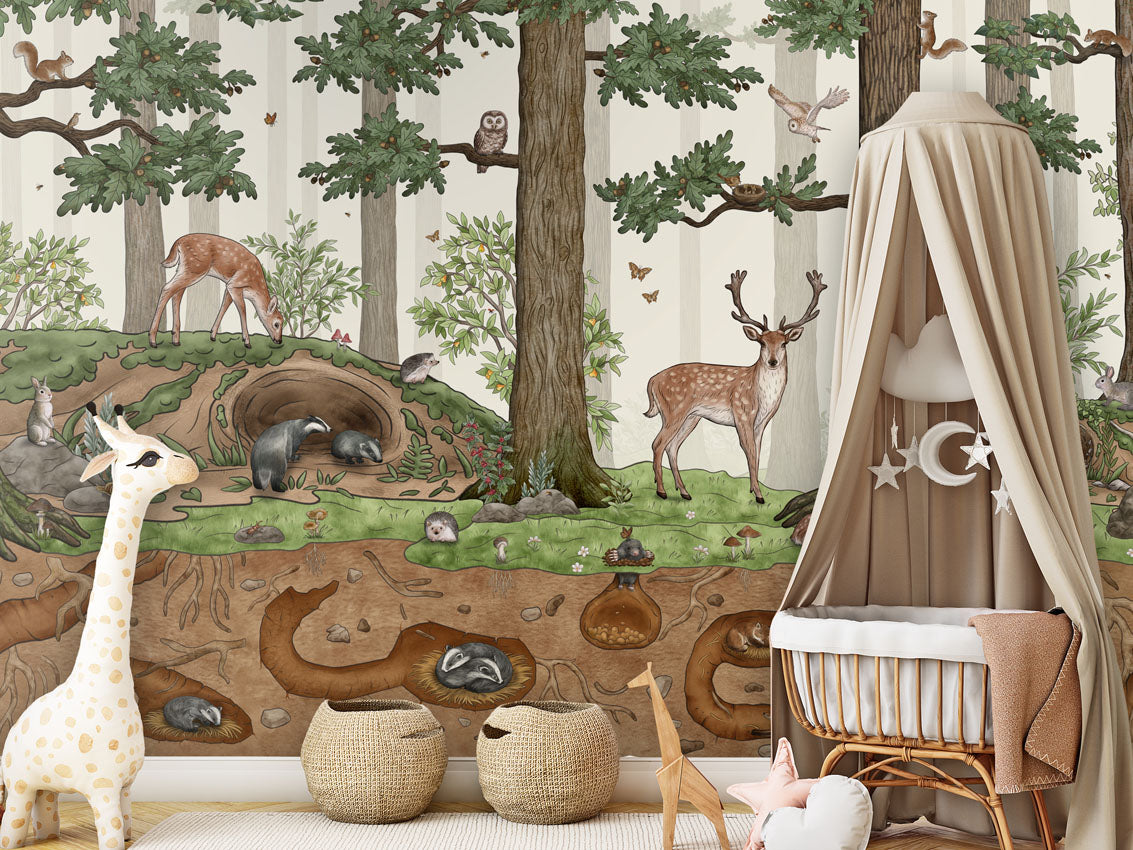 Animals in the Forest luxury wallpaper in kids room interior — Artehub Egypt