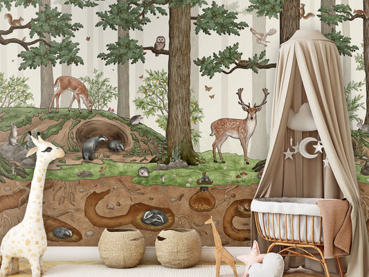Animals in the Forest luxury wallpaper in kids room interior — Artehub Egypt