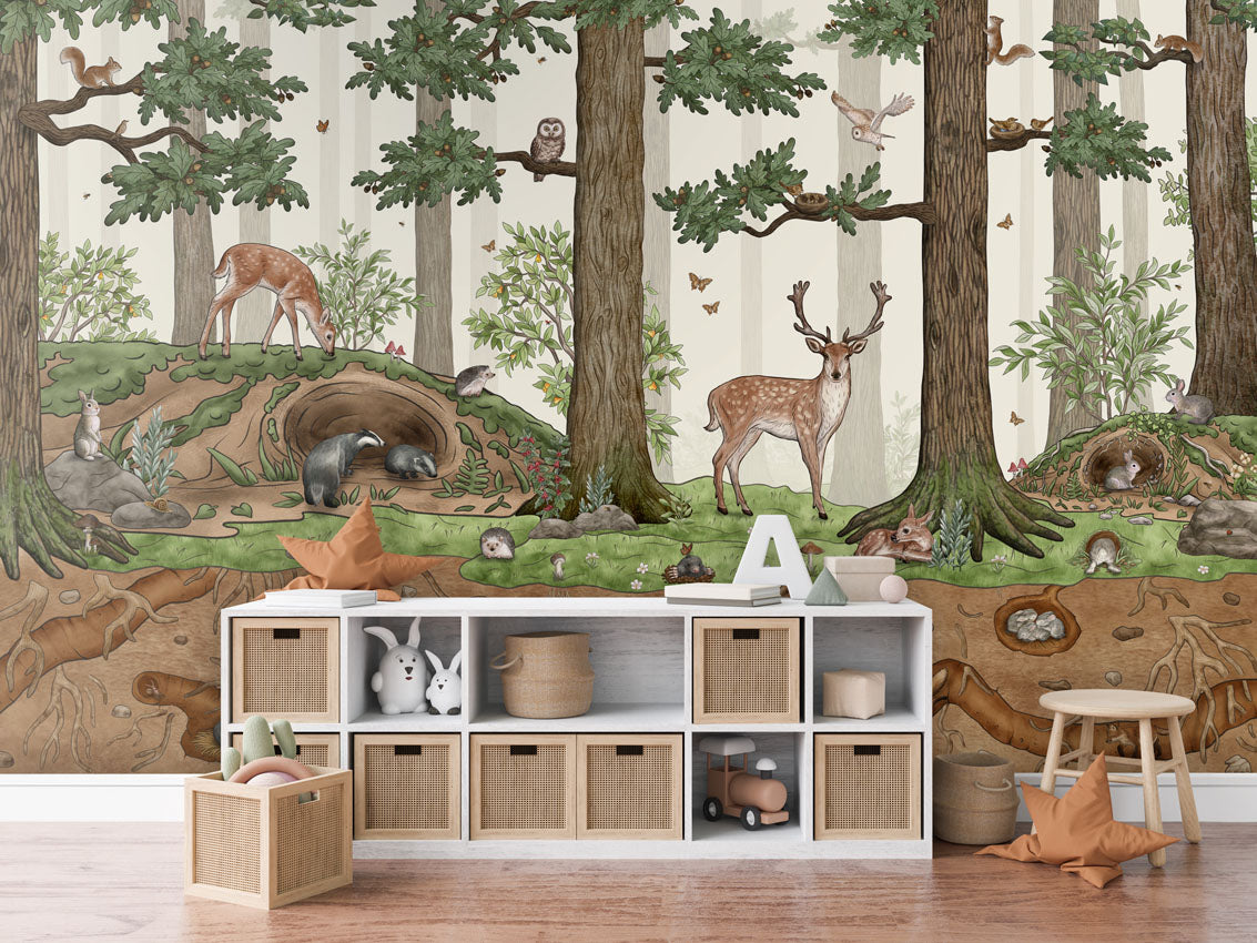 Animals in the Forest luxury wallpaper in kids room interior — Artehub Egypt