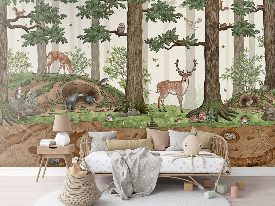 Animals in the Forest luxury wallpaper in kids room interior — Artehub Egypt