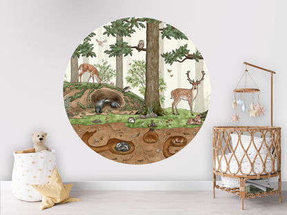 Animals In The Forest wall circle sticker by Artehub