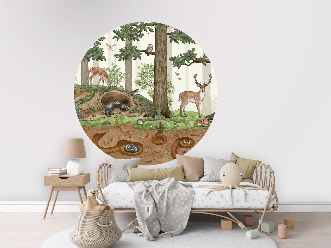 Animals In The Forest wall circle sticker by Artehub