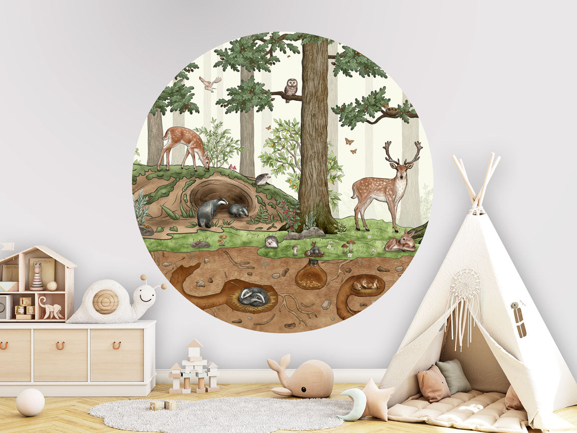 Animals In The Forest wall circle sticker by Artehub