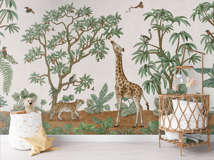 Animals in the Jungle luxury wallpaper in kids room interior — Artehub Egypt