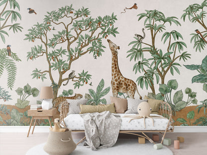 Animals in the Jungle luxury wallpaper in kids room interior — Artehub Egypt