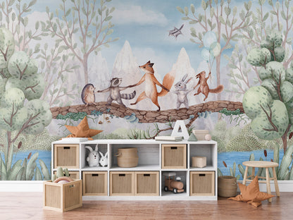 Animal Adventure kids room wallpaper interior — premium wallpaper by Artehub Egypt