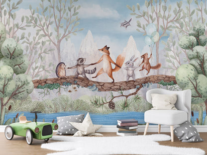 Animal Adventure kids room wallpaper interior — premium wallpaper by Artehub Egypt