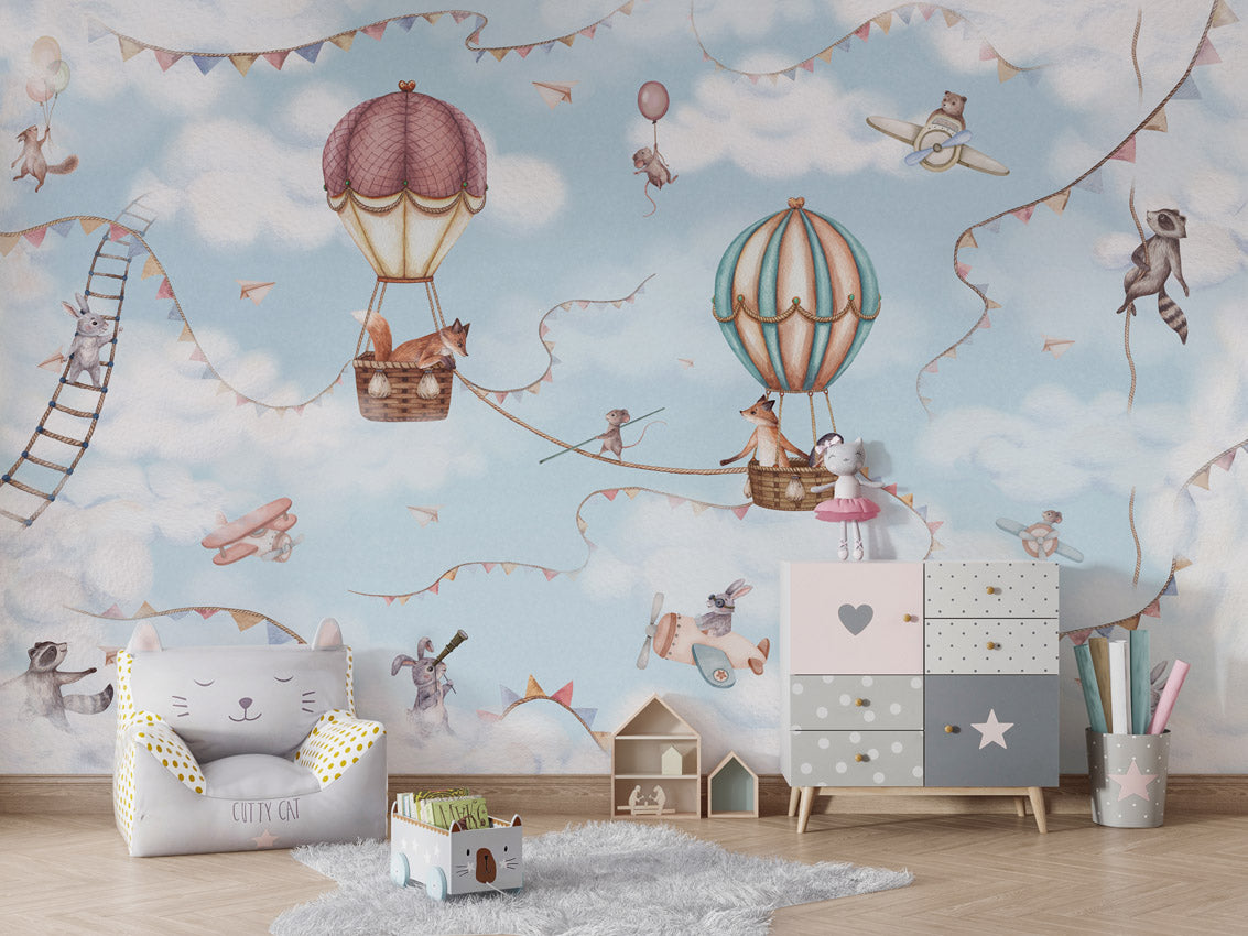 Aviation Adventure kids room wallpaper interior — premium wallpaper by Artehub Egypt