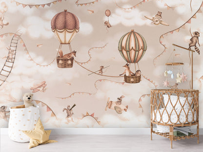 Aviation Adventure - mono kids room wallpaper interior — premium wallpaper by Artehub Egypt