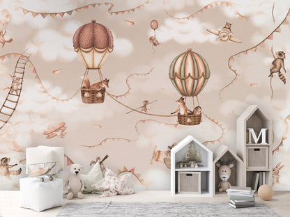 Aviation Adventure - mono kids room wallpaper interior — premium wallpaper by Artehub Egypt