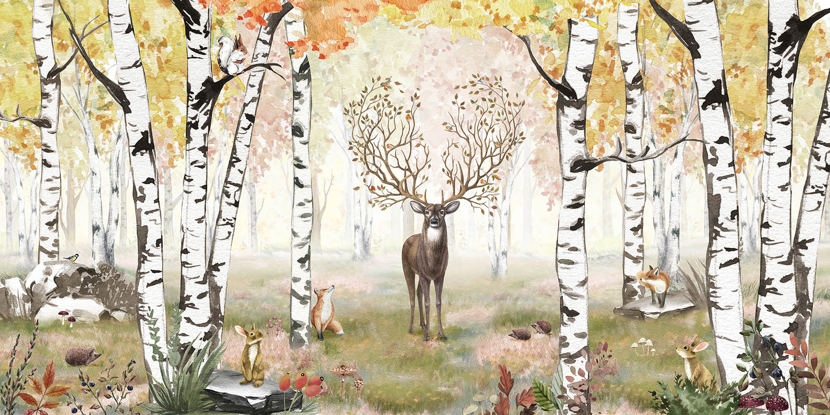 Amazing Antlers - Autumn European mural wallpaper design for kids room — Artehub Egypt