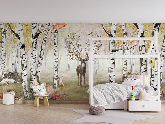 Amazing Antlers - Autumn luxury wallpaper in kids room interior — Artehub Egypt