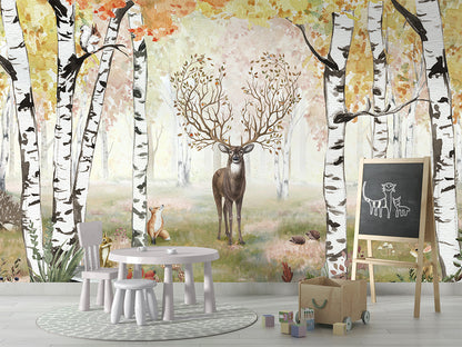 Amazing Antlers - Autumn luxury wallpaper in kids room interior — Artehub Egypt