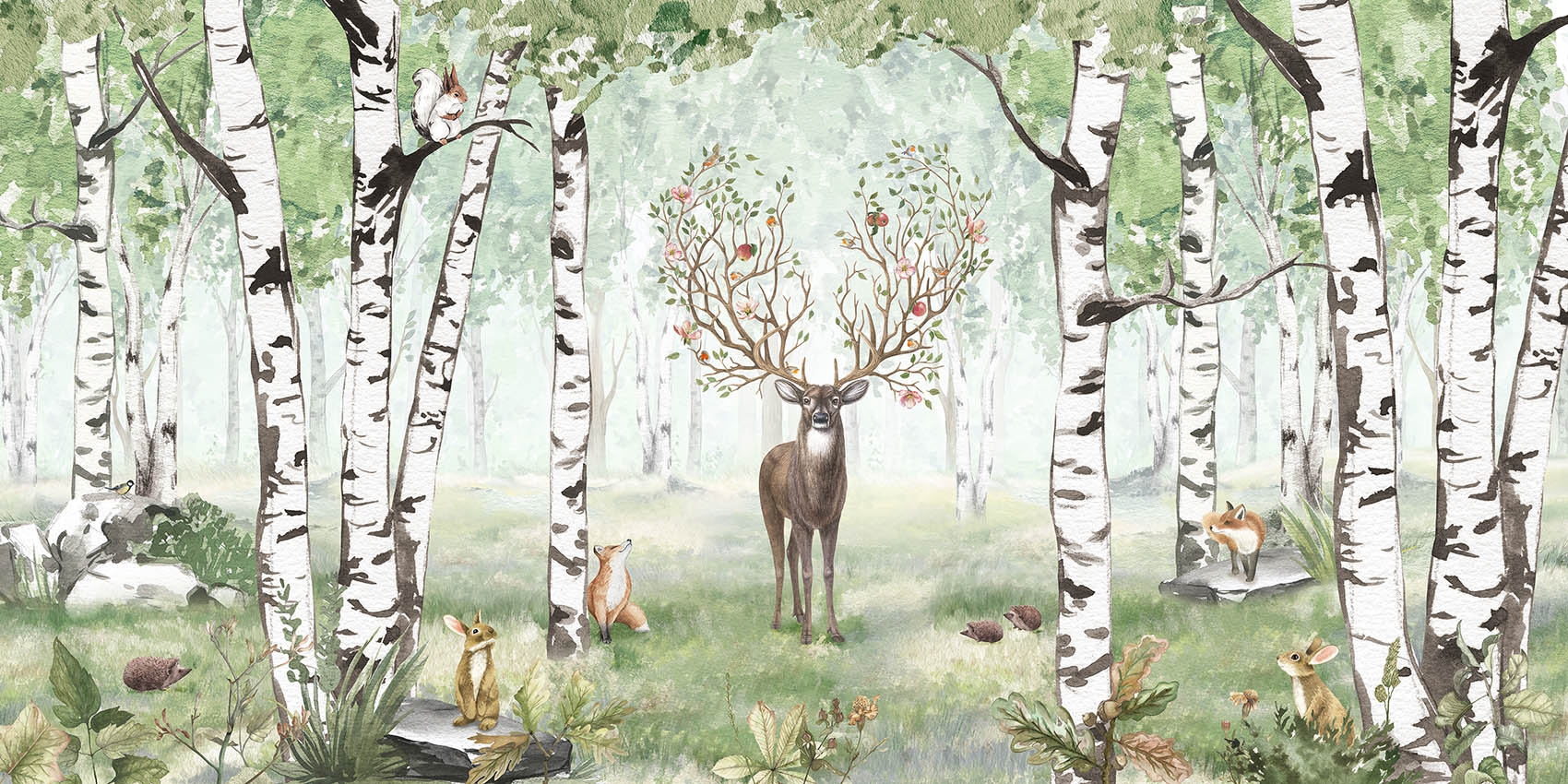 Amazing Antlers - Summer European mural wallpaper design for kids room — Artehub Egypt