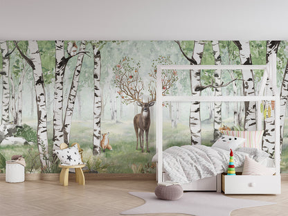 Amazing Antlers - Summer luxury wallpaper in kids room interior — Artehub Egypt