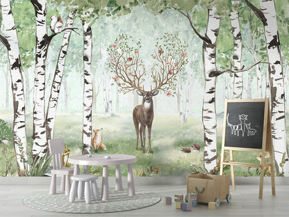Amazing Antlers - Summer luxury wallpaper in kids room interior — Artehub Egypt