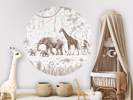 Animal Parade Brown wall circle sticker by Artehub