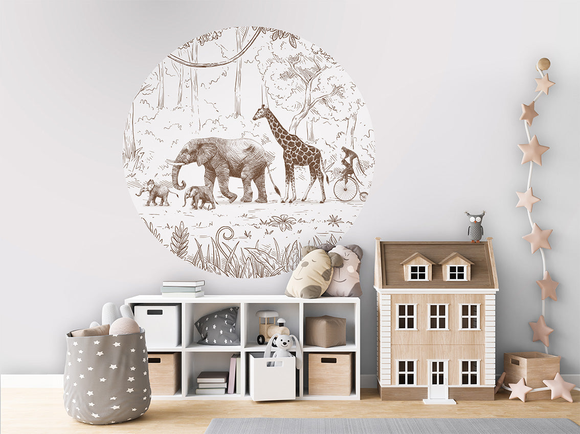 Animal Parade Brown wall circle sticker by Artehub