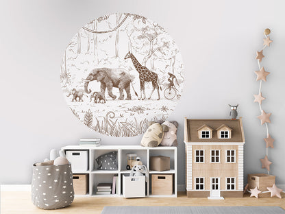 Animal Parade Brown wall circle sticker by Artehub