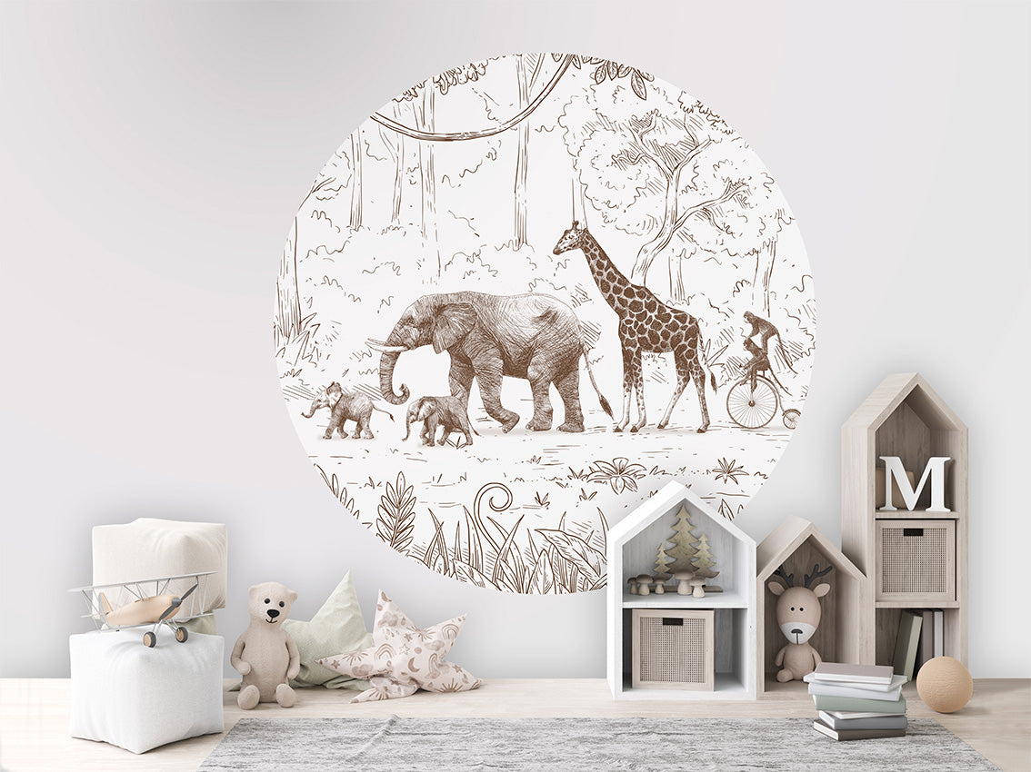 Animal Parade Brown wall circle sticker by Artehub