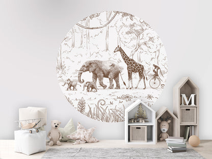 Animal Parade Brown wall circle sticker by Artehub