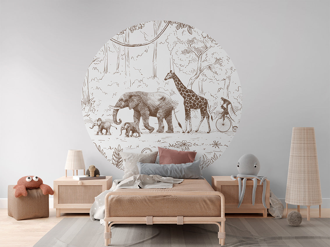 Animal Parade Brown wall circle sticker by Artehub