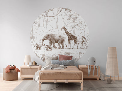 Animal Parade Brown wall circle sticker by Artehub