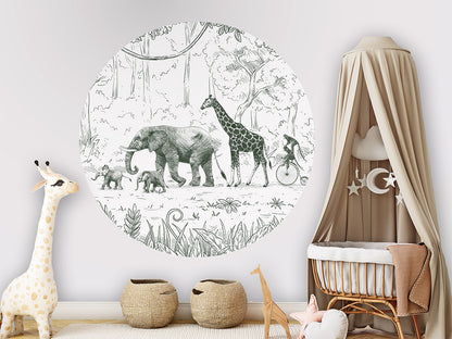 Animal Parade Green wall circle sticker by Artehub