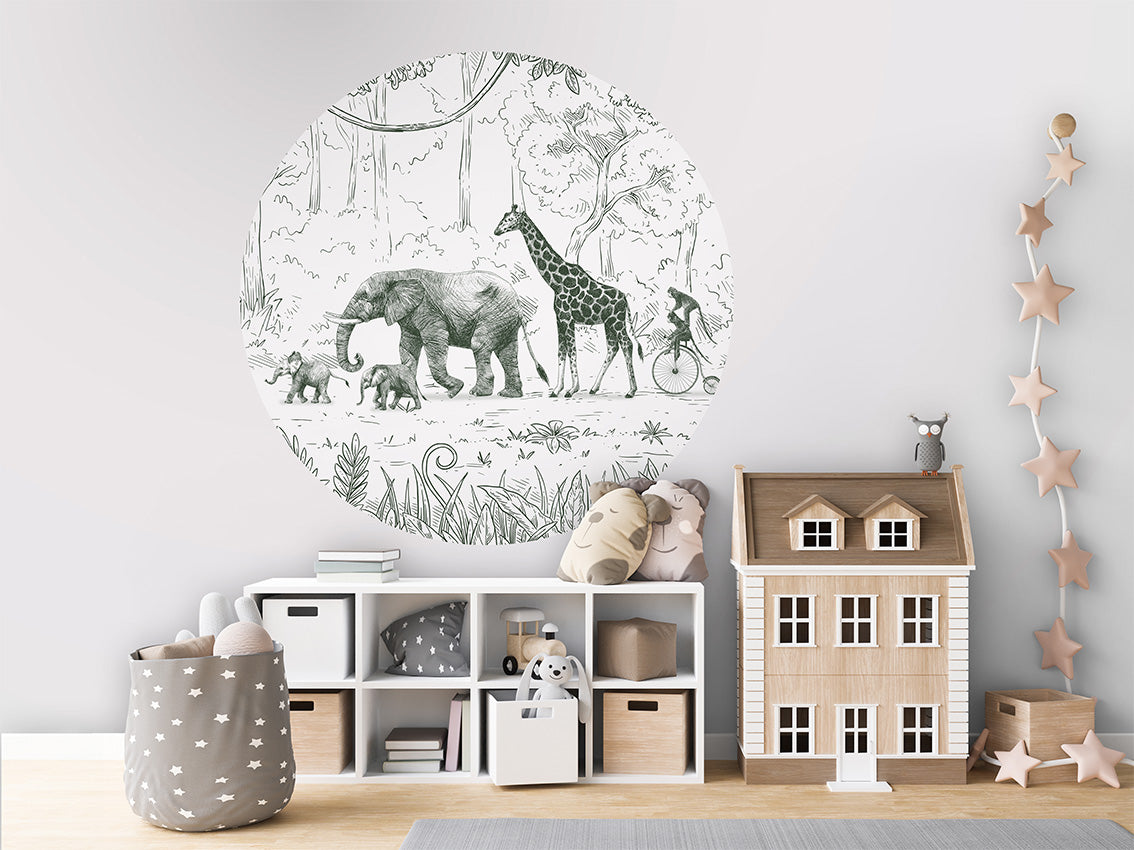 Animal Parade Green wall circle sticker by Artehub