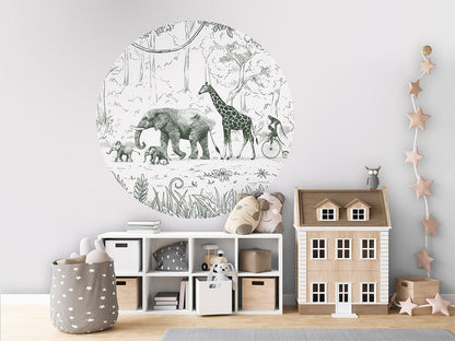 Animal Parade Green wall circle sticker by Artehub