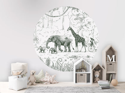 Animal Parade Green wall circle sticker by Artehub