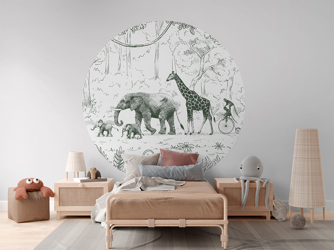 Animal Parade Green wall circle sticker by Artehub