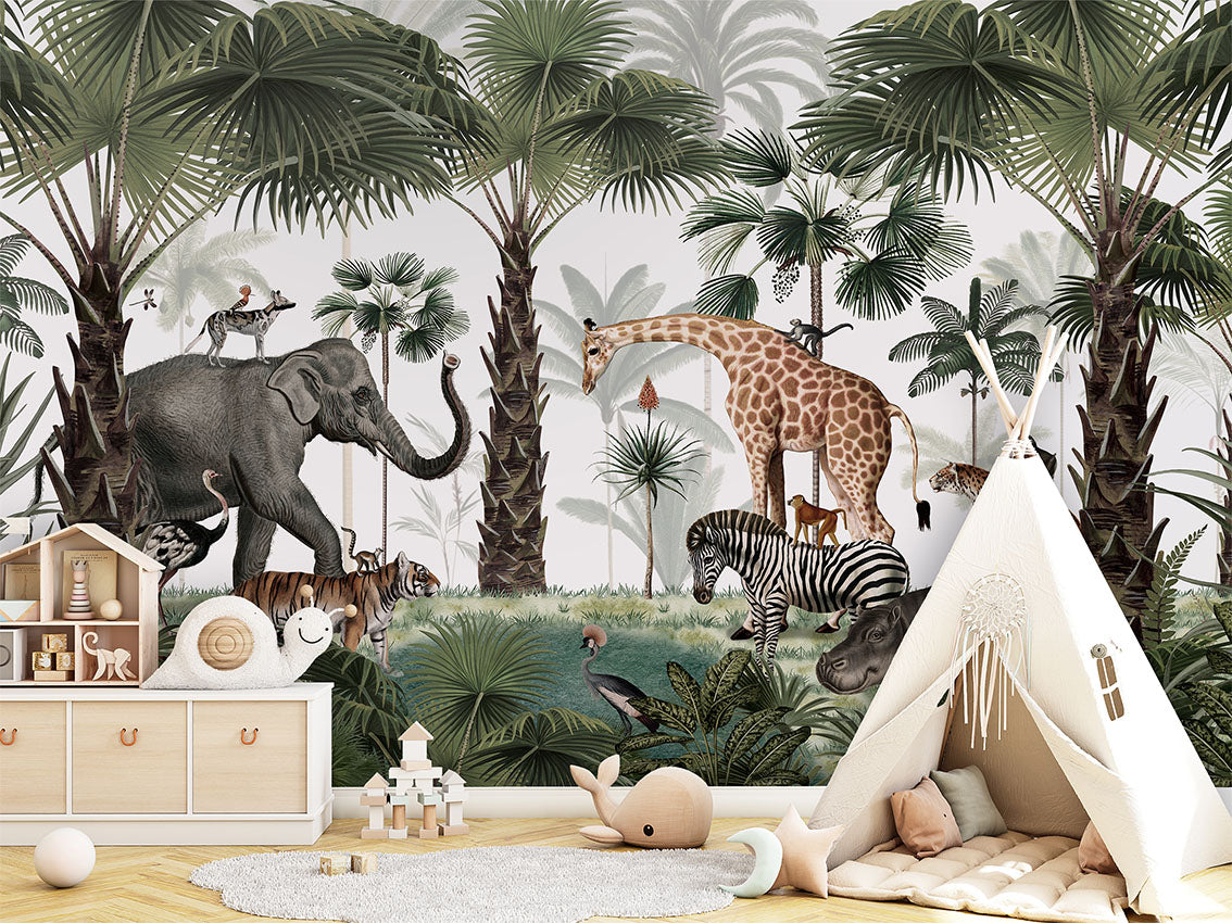 Animal Kingdom luxury wallpaper in kids room interior — Artehub Egypt