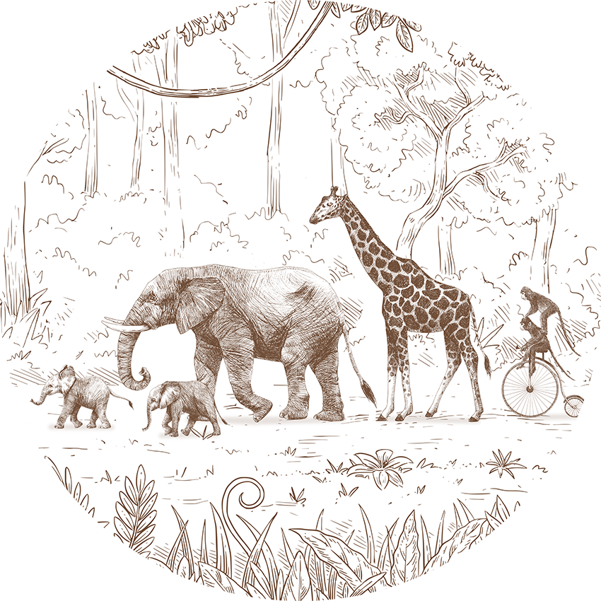 Animal Parade Brown wall circle sticker by Artehub