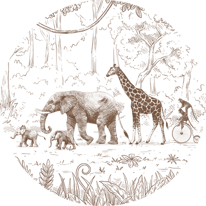 Animal Parade Brown wall circle sticker by Artehub