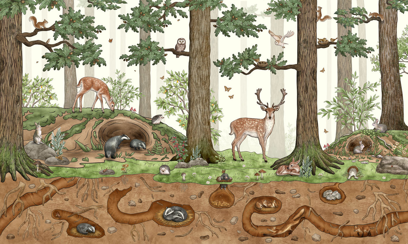 Animals in the Forest European mural wallpaper design for kids room — Artehub Egypt