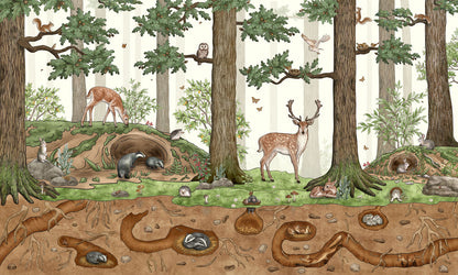 Animals in the Forest European mural wallpaper design for kids room — Artehub Egypt