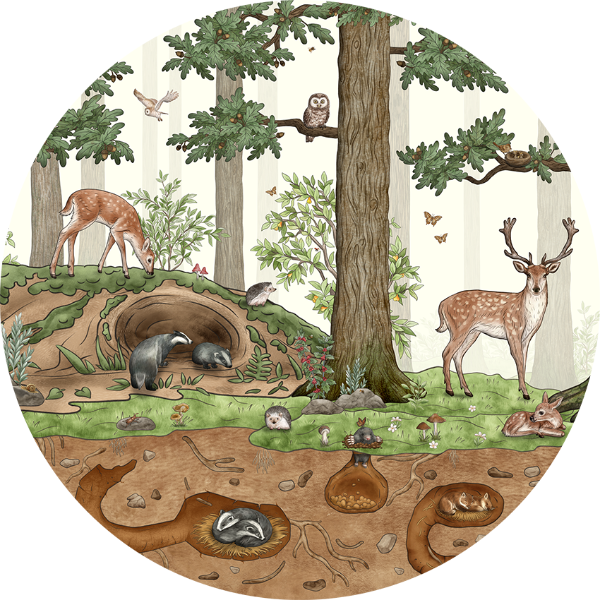 Animals In The Forest wall circle sticker by Artehub