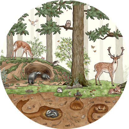 Animals In The Forest wall circle sticker by Artehub